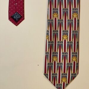 Versace Silk Tie Red and Gold Patterned Tie